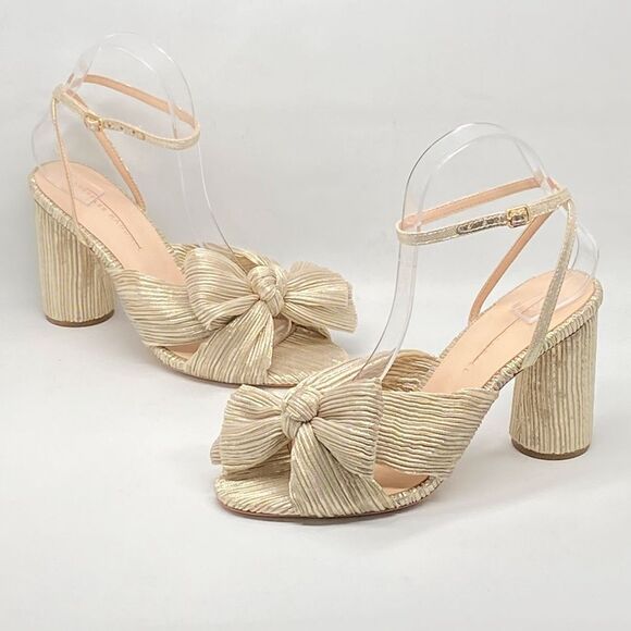 Loeffler Randall Camellia Knotted Lamé Sandals size 8 - Picture 1 of 12